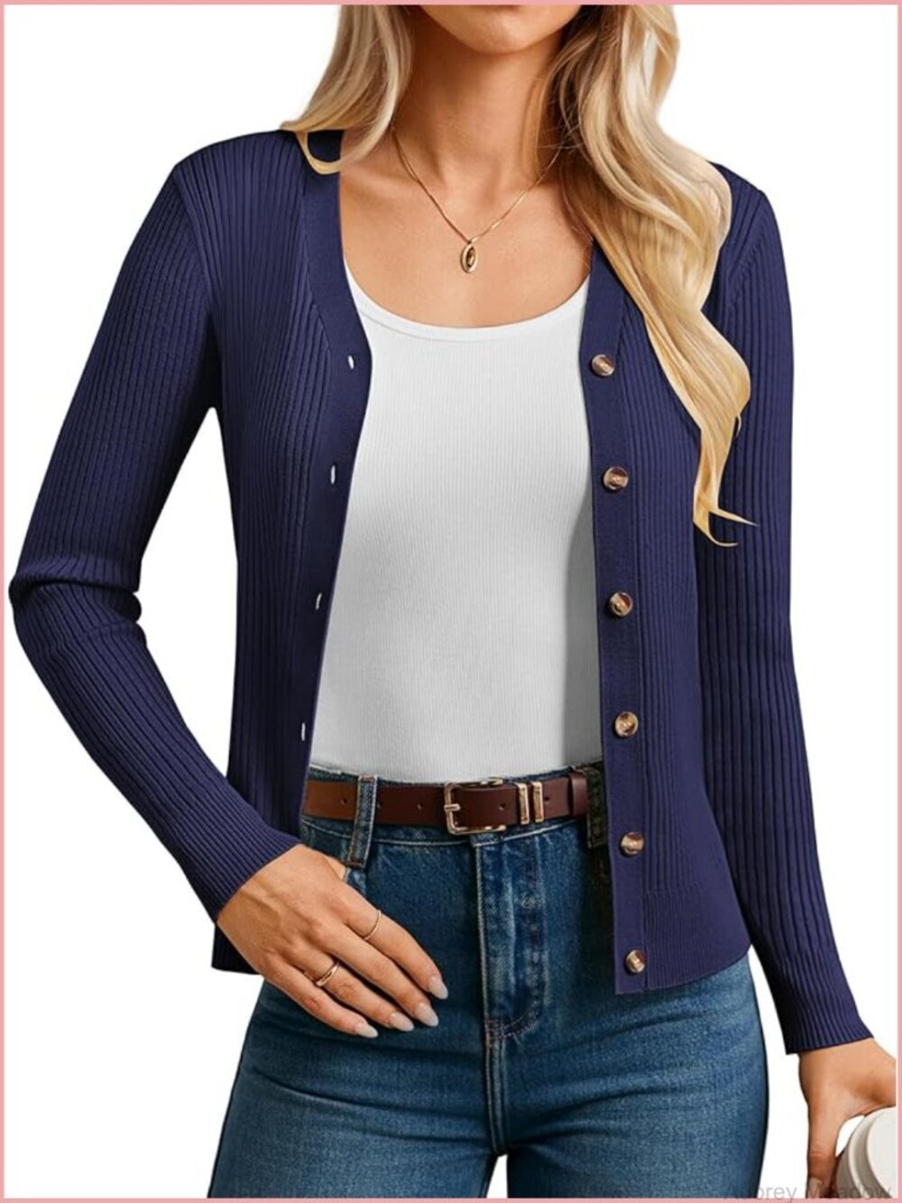 Long Sleeve V-Neck Button Cardigan Sweater Ribbed Knit Open Front Jacket